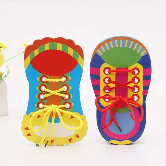 Shoelace Threading Teaching Toys Learn to Tie Shoelaces Toy Kids Toddlers Fine Motor Skills Toy Early Educational Toys Boys Girl Trikidsworld