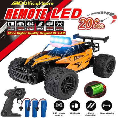 Remote Control Car RC Drift Racing 1:16 Vehicle Off Road Alloy 2.4G Radio High-Speed Trucks With LED Light Climbing Gift Kid Toy Trikidsworld