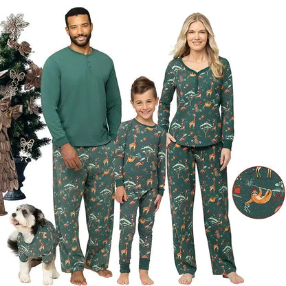 Animal Print Family Matching Outfits Top Pants Christmas Pajamas Mother Daughter Kids Family Look Pjs Sibling Children Sleepwear Trikidsworld