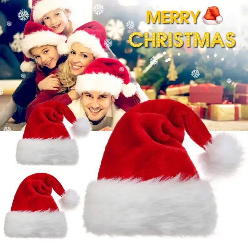 Christmas Santa Hat Xmas Long Plush Holiday Red Hat For Adults And Kids Unisex 2025 New Year Festive Party Supplies Gifts Trikidsworld
