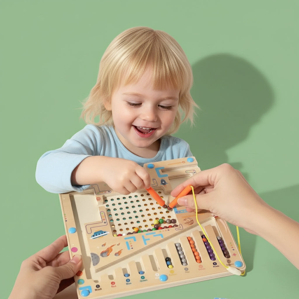 Magnetic Color and Number Maze With Card Puzzle Montessori Toys for Kids Educational Magnet Board Counting & Color Sorting Toy Trikidsworld