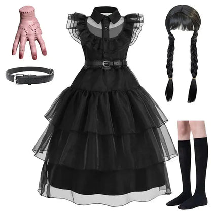 Horror Movie Wed Costume Girls Halloween Black Events Cosplay Dress Children Fashion Gothic Vestido Kids Evening Party Clothes Trikidsworld