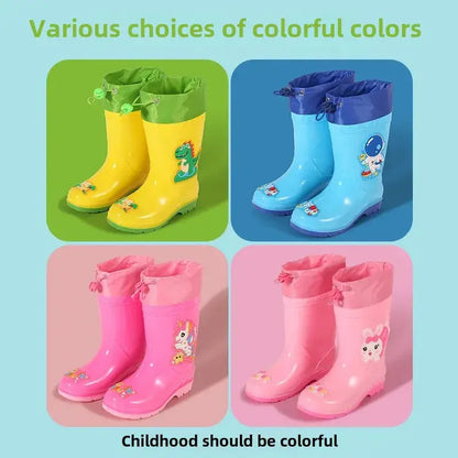 Children's Rain Boots Anti-Slip Fleece Lined Waterproof Unisex Detachable Booties for Kindergarten Baby Shoes Trikidsworld