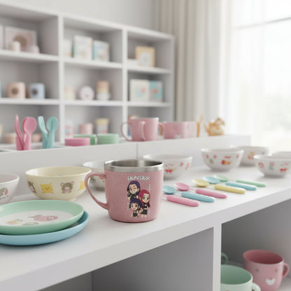 KPop Demon Hunters 304 Stainless Steel Mouth Cup Wheat Straw Element Cute Water Cups Household Anti-scalding Drinking Glass Gift Trikidsworld