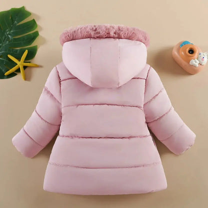 Warm Winter Jacket For Girl Large Hairy Collar Casual Thickened Cotton Jacket Korean Style Baby Down Jacket		Children's Coat Trikidsworld