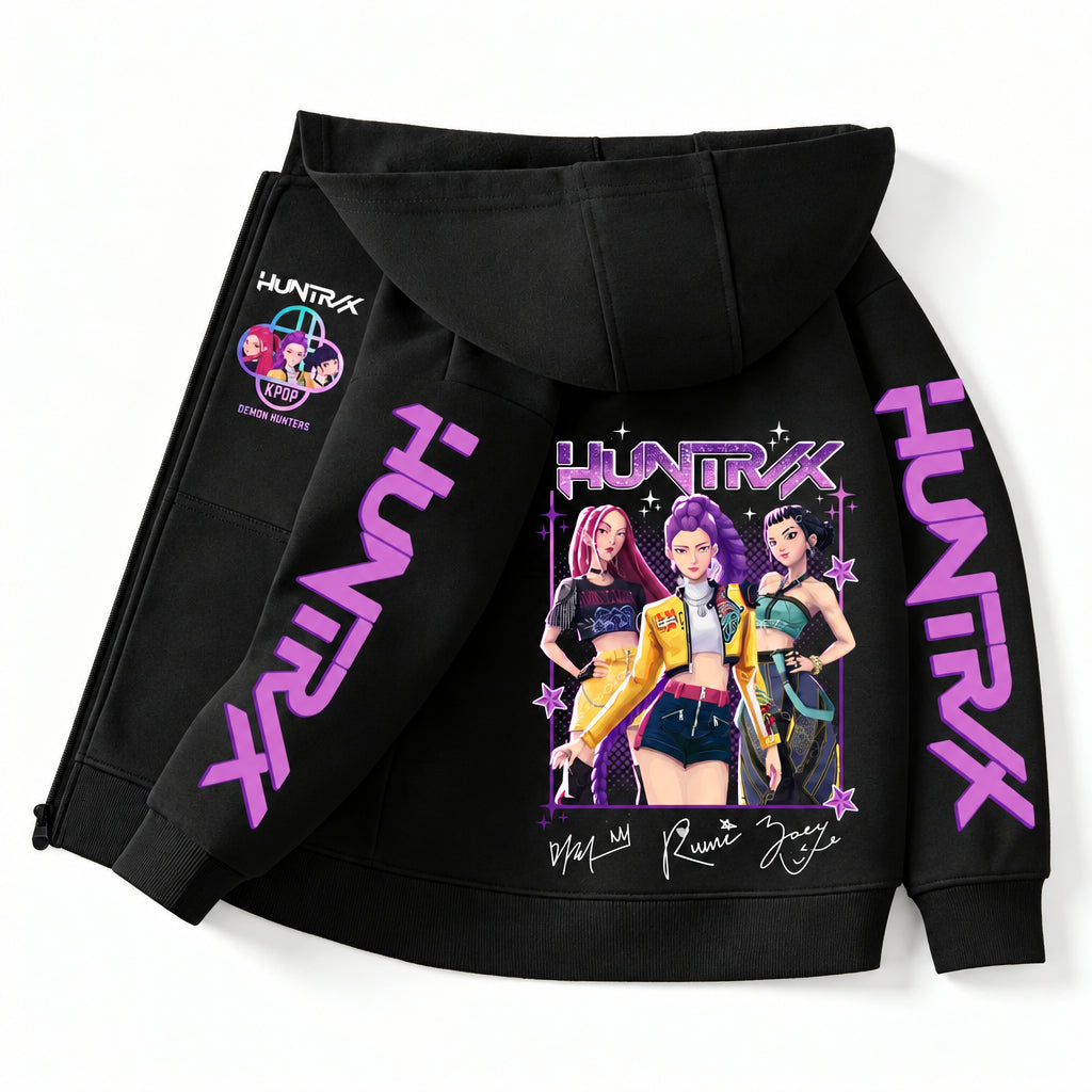 KPop Demon Hunters HUNTR/X Hoodie for Kids – Black