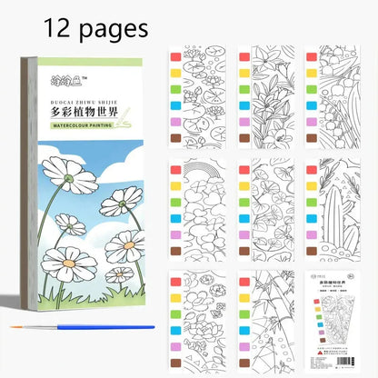 12 pages Children's Watercolor Coloring Book,Drawing Toys For Children Birthday, Thanksgiving, Halloween, Easter, Christmas gift Trikidsworld