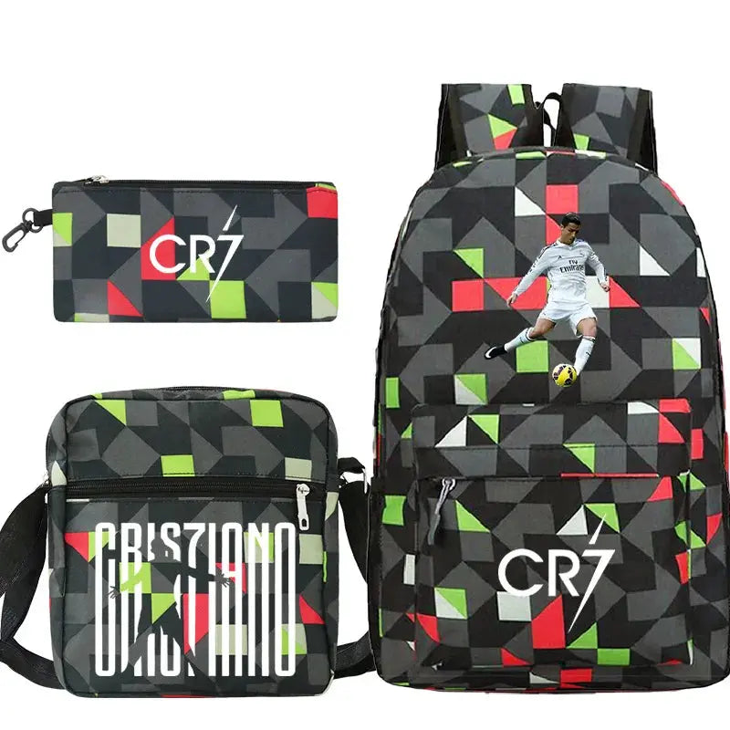 CR7 3pcs Backpack Set – School & Travel Bags for All Ages Trikidsworld