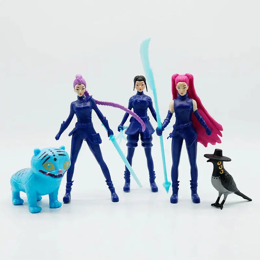 5pcs/Set Kpop Demon Hunters Action Figure Toy Derpys Tiger Rumi Mira Zoey Sussy Figurine Doll For Fans Gift Trikidsworld