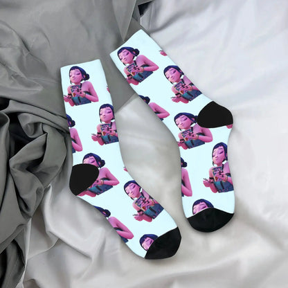 Baby Saja KPop Demon Hunters Chibi Art Stockings Custom Leisure Socks Autumn Non Skid Socks Men Outdoor Sports Medium Soft Socks Trikidsworld