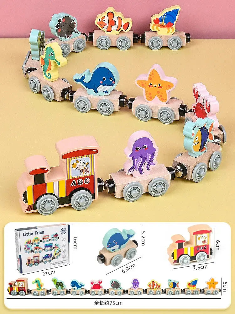 Montessori Magnetic Wooden Train Toy – Early Educational Animal Sorting Learning Set for Kids Trikidsworld