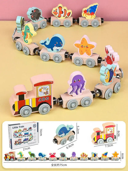 Montessori Magnetic Wooden Train Toy – Early Educational Animal Sorting Learning Set for Kids Trikidsworld