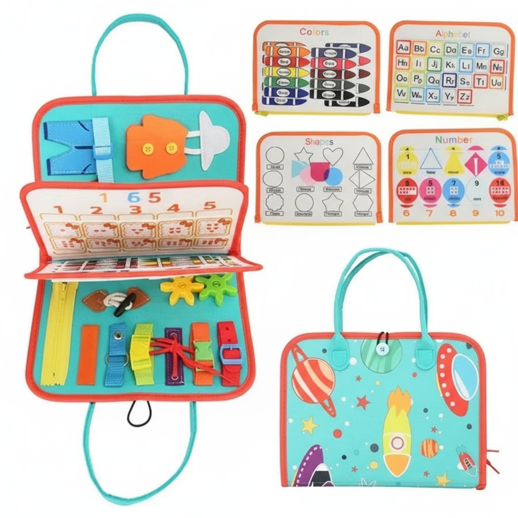 Montessori Busy Board Educational Activity Developing Sensory Board Fine Basic Dress Motor Skills Travel Toy Gift for Boys Girls Trikidsworld