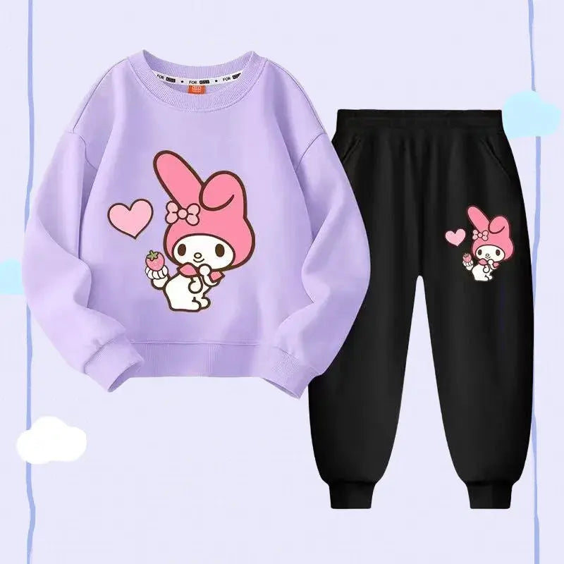 Autumn Baby Girl Clothes Set Children Sanrio My Melody Cartoon Print Sweatshirt and Pants 2 Pieces Suit Kid Long Sleeved Suit Trikidsworld