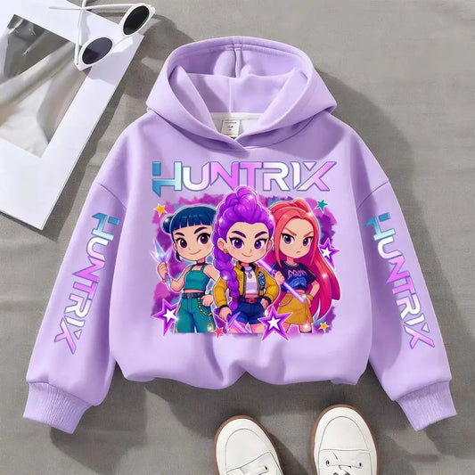 Witch Hunter Group Zoey Cosplay Costume Girls Womens Halloween Party Costumes Demon Hunter Idol Girl Group Purple Casual Hoodie Trikidsworld