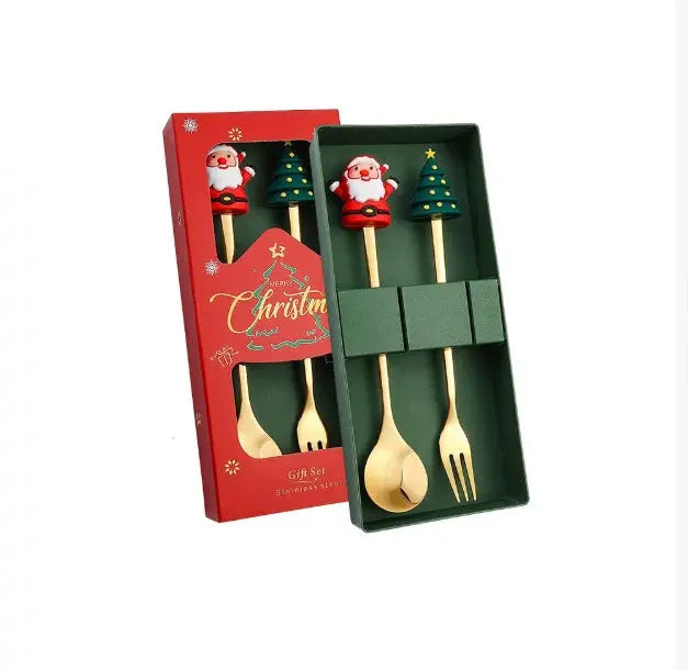 Christmas Decorations Home Christmas Table Decor Stainless SpoonsFork Cutlery Set Elk Xmas Tree New Year 2026 Navidad 2025 Gifts Trikidsworld