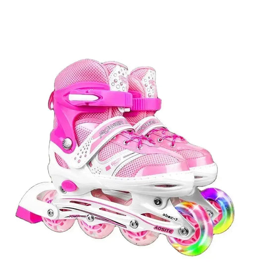 Kids Flashing Inline Roller Skates – 4 Wheels, Adjustable Sizes Trikidsworld