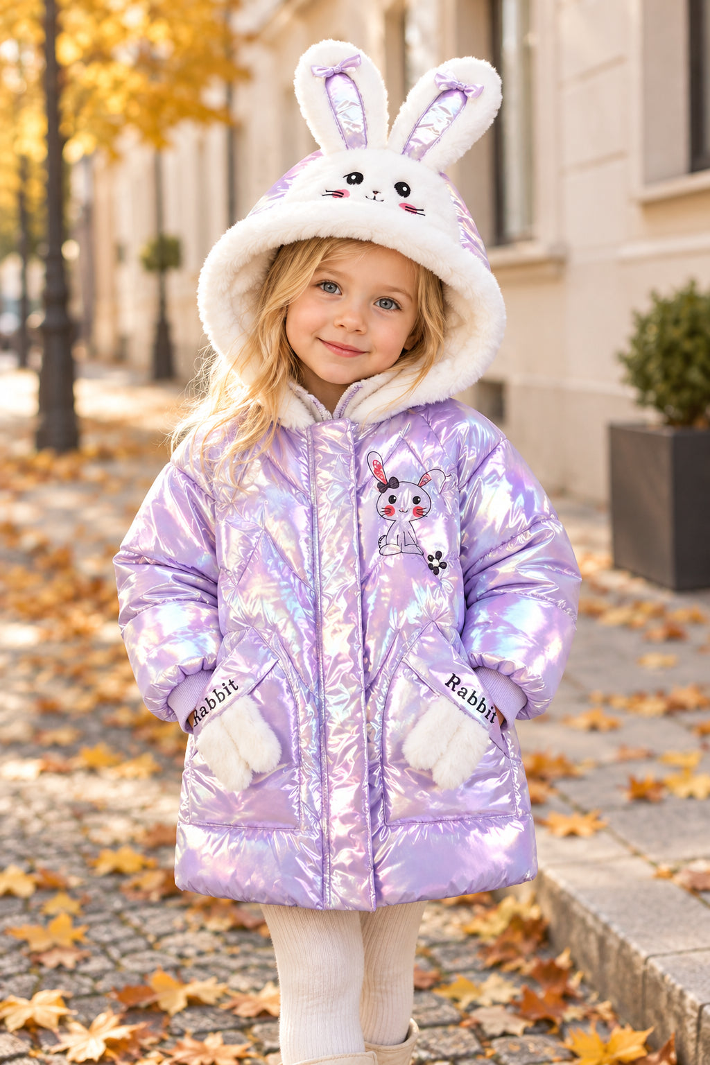 2025 Winter Jacket For Girls Coat Cute Rabbit Ears Waterproof Shiny Hooded Children Outerwear 1-6 Year Baby Kids Parkas Snowsuit Trikidsworld