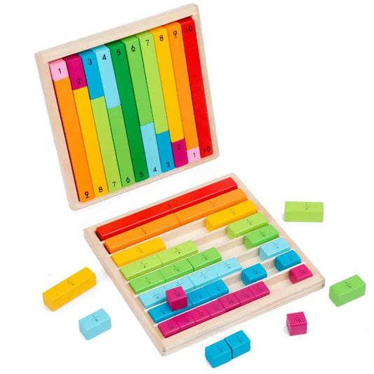 Wooden Montessori Teaching Aids Math Toys Color Fraction Sticks Kindergarten Early Education Learning Educational Toys For Kids Trikidsworld