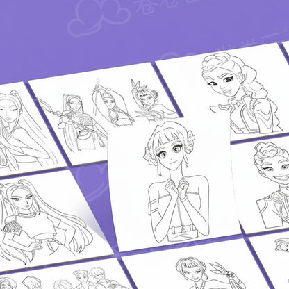 Kpop Demon Hunters Tracing Painting Anime Cartoon Line Drawing Children's Sketch Coloring Picture Book Children's Holiday Gifts Trikidsworld