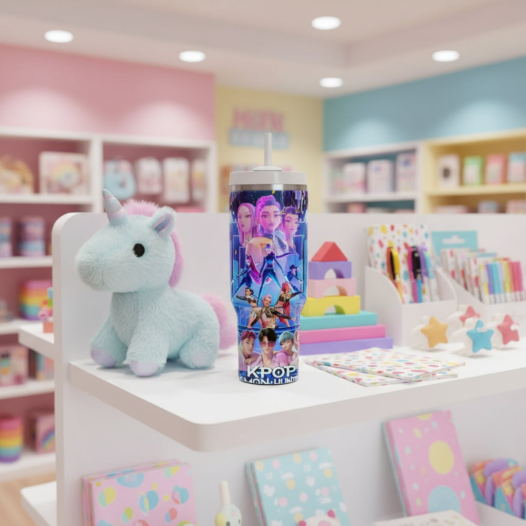 K-pop Demon Hunters Thermos Cup Kids Anime Rumi Mira Zoey Unisex Vacuum Cup Water Bottle Office Coffee Mug Gift for Boys Girls Trikidsworld