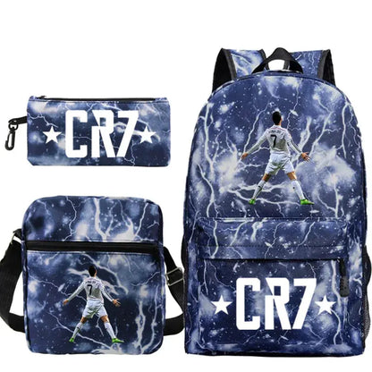 CR7 3pcs Backpack Set – School & Travel Bags for All Ages Trikidsworld