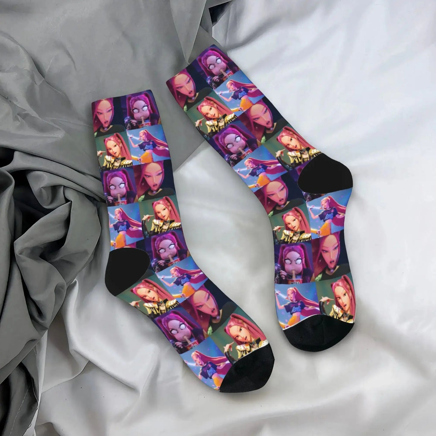 Baby Saja KPop Demon Hunters Chibi Art Stockings Custom Leisure Socks Autumn Non Skid Socks Men Outdoor Sports Medium Soft Socks Trikidsworld