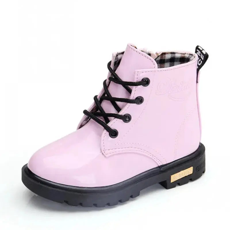 Children Ankle Shoes PU Leather Waterproof Tide Kids Rubber Boots Girls Boys Fashion Boots Anti-Slippery Spring Autumn 2024 Trikidsworld