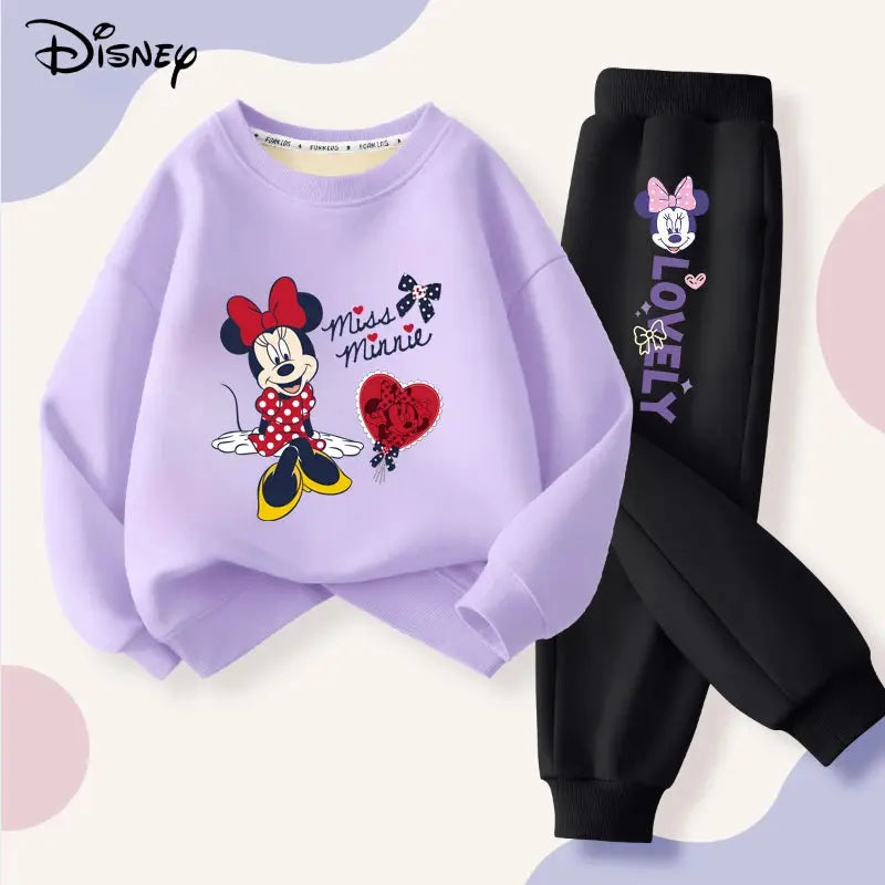 Disney Minnie Printing Baby Girls Clothes Set Autumn Children Sweatshirt Top and Pants Bottom 2 Piece Suit Casual Tracksuit Trikidsworld