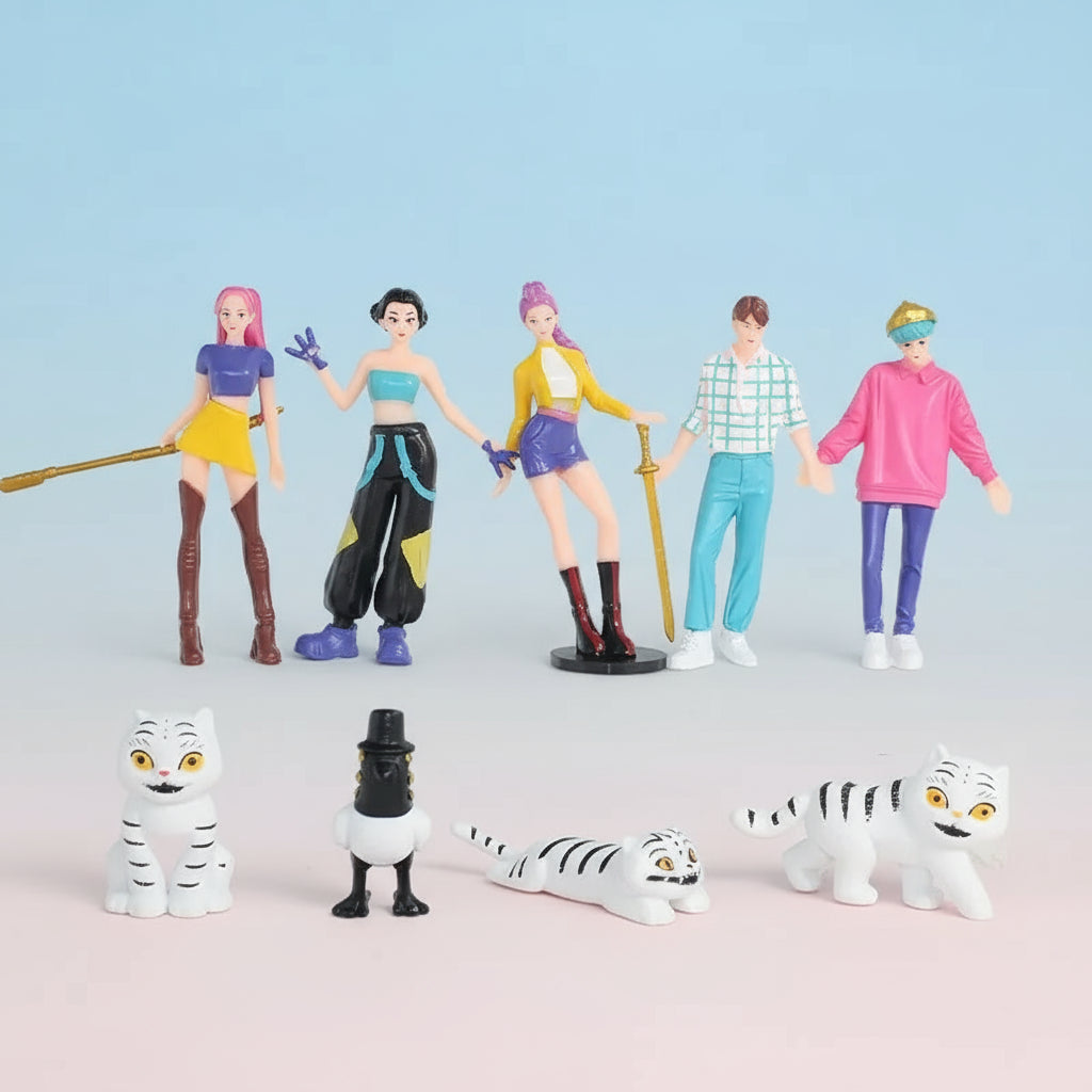 12pcs/Set Kpop Demon Hunters Action Figure Toy Derpys Tiger Rumi Mira Zoey Sussy Figurine Doll For Fans Gift Trikidsworld