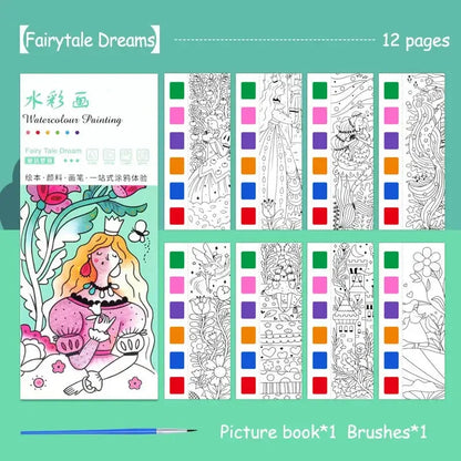12 pages Children's Watercolor Coloring Book,Drawing Toys For Children Birthday, Thanksgiving, Halloween, Easter, Christmas gift Trikidsworld