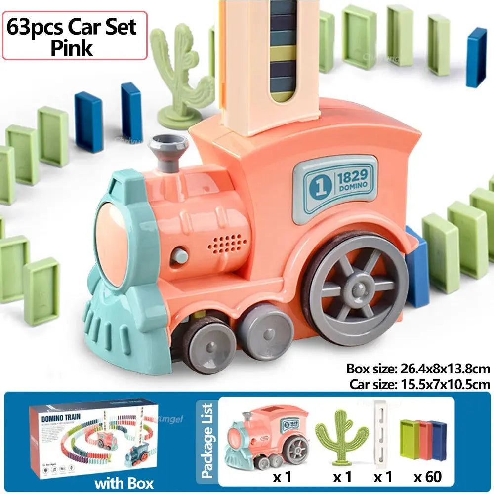 Domino Train for kids Automatic Laying Electric Car Colorful Dominoes Set Brick Blocks Kits Games Educational Toys Girl Boy Gift Trikidsworld