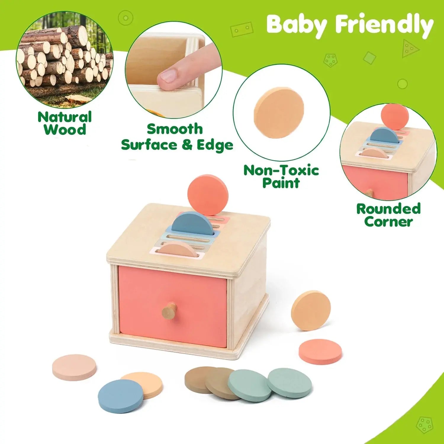 Montessori Wooden Coin & Shape Box Educational Toy Trikidsworld
