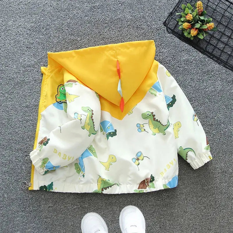 Spring Baby Boys Cartoon Dinosaur Hooded Jacket Toddler Kids Outerwear Casual Windbreaker Coats Children Clothing for 1-6Years Trikidsworld