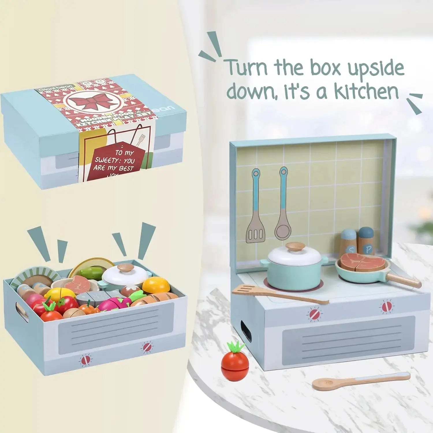 Wooden Play Food Set – 78PCS Kitchen Toy for Kids Trikidsworld
