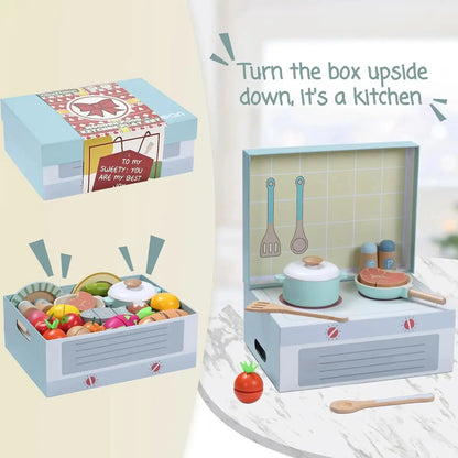 Wooden Play Food Set – 78PCS Kitchen Toy for Kids Trikidsworld