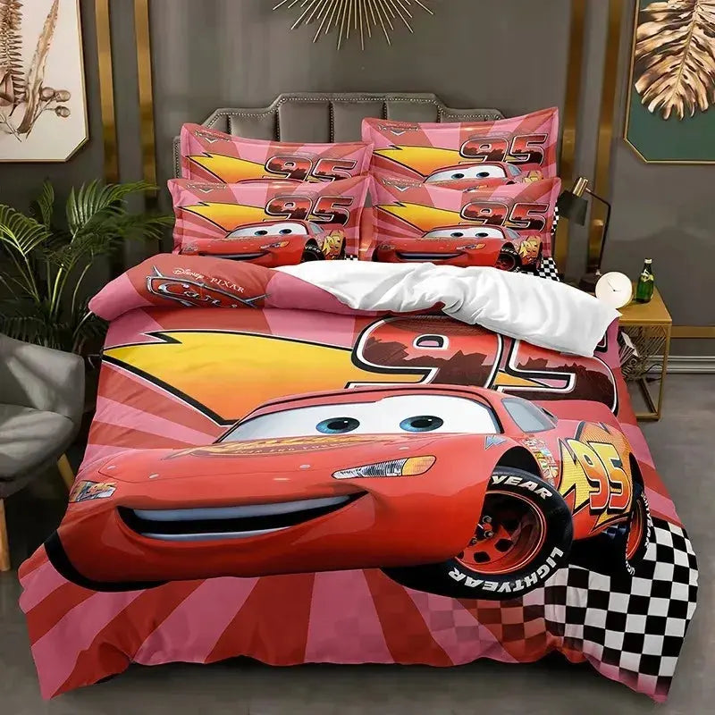 Cartoon Cars Bedding Set Lightning McQueen Duvet Cover Boy's Bedclothes Bed Linen Gift for Kids Trikidsworld