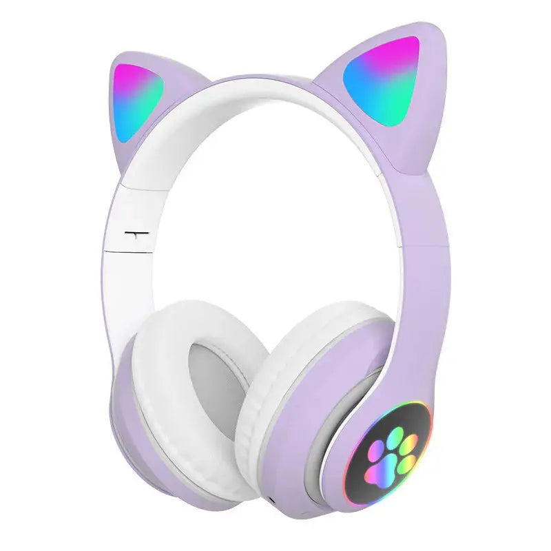 P47M Wireless Headphone Flash Light Cute Cat Bluetooth with Mic Control LED Stereo Music Helmet Phone Bluetooth Headset Gift Trikidsworld