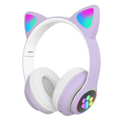 P47M Wireless Headphone Flash Light Cute Cat Bluetooth with Mic Control LED Stereo Music Helmet Phone Bluetooth Headset Gift Trikidsworld