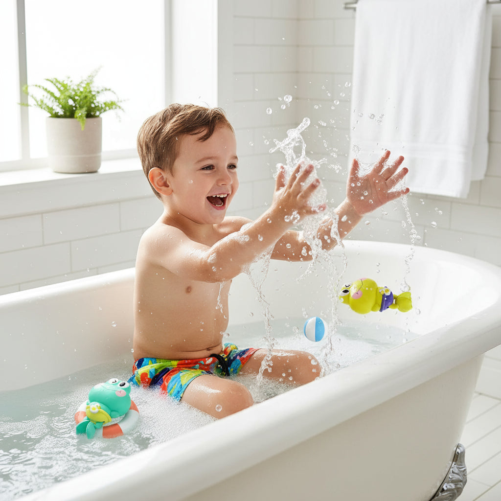 Wind-Up Swimming Frog Bath Toys for Toddlers, No Battery Mold-Free ABS Montessori Water Toy for Kids Trikidsworld