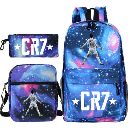 CR7 3pcs Backpack Set – School & Travel Bags for All Ages Trikidsworld