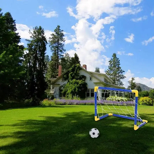 Indoor mini folding football soccer ball goal post net set pump kids sport outdoor home game toy child birthday gift plastic Trikidsworld