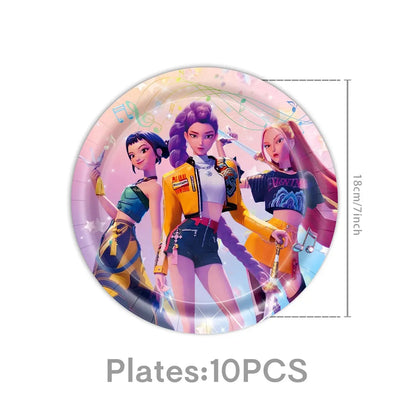 Demon Hunters Birthday Party Decor Tableware Banner Decorations Cake Topper Balloon Girl Kid Korean Kpop Anime Party Supplie Set Trikidsworld