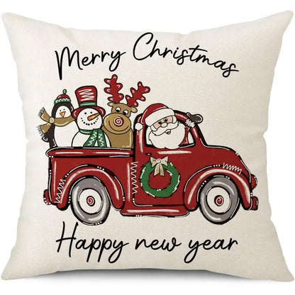 45cm Merry Christmas Cushion Cover Pillowcase 2024 Christmas Decorations for Home Ornament Happy New Year Christmas Decor 2025 Trikidsworld