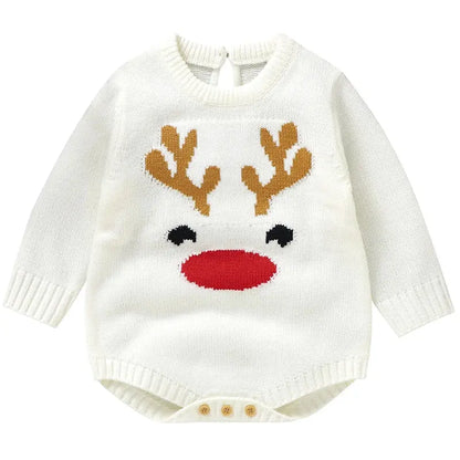2025 Christmas Baby unisex Jumpsuit Green Newborn Cute Clothes Autumn Winter Boys Girls Round Neck Christmas Gift Knit Bodysuit Trikidsworld