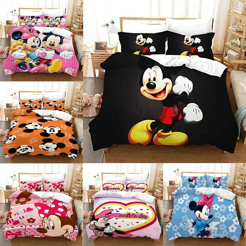 Mickey Minnie Mouse Bedding Sets Comforter Quilt Bed Cover Duvet Cover Pillow Case 2-3 Pieces Sets Kids Adult Size Trikidsworld