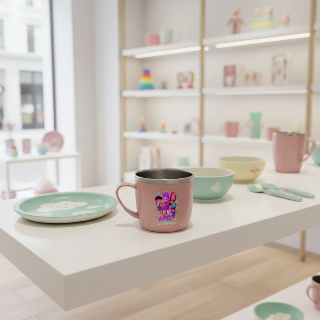 KPop Demon Hunters 304 Stainless Steel Mouth Cup Wheat Straw Element Cute Water Cups Household Anti-scalding Drinking Glass Gift Trikidsworld