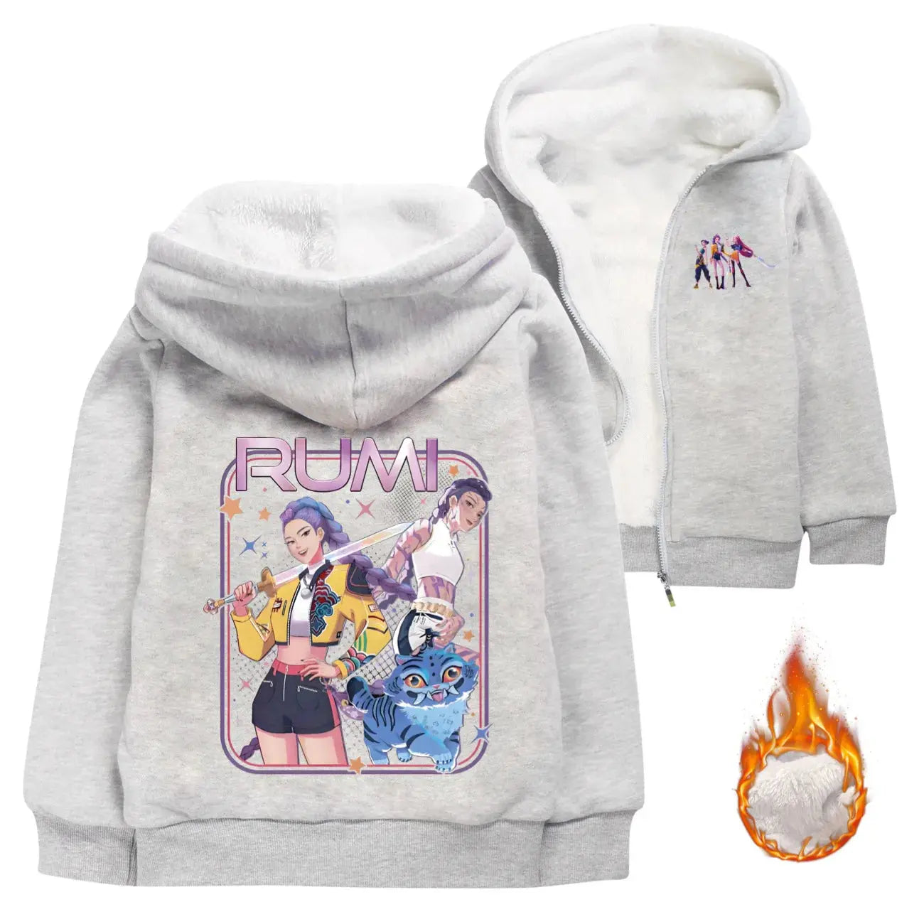 KPop Demon Hunters Rumi Teen Boys Girls Zipper Hoodie Jacket Pullover Sweatshirt Children's Hoody Coat Winter Christmas Gift Trikidsworld