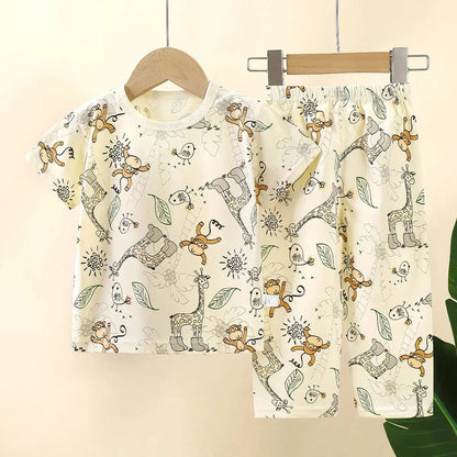 Children Underwear Set Pure Cotton Summer Autumn New Boys Long-sleeved Pajamas Girls Home Clothing Children's Clothing Trikidsworld