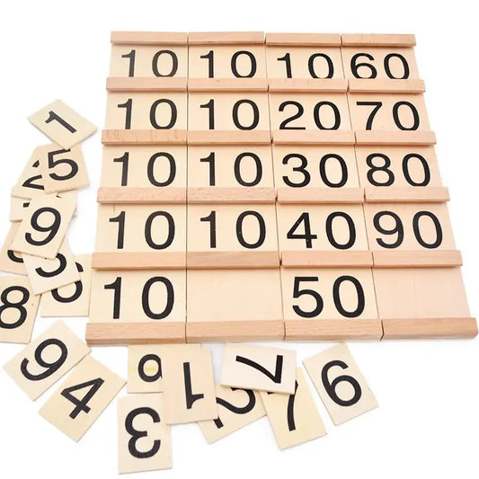 Children's Wooden Montessori Numbers 1-99 Learning Card Math Teaching Aid Preschool Children Early Education Educational Toys Trikidsworld